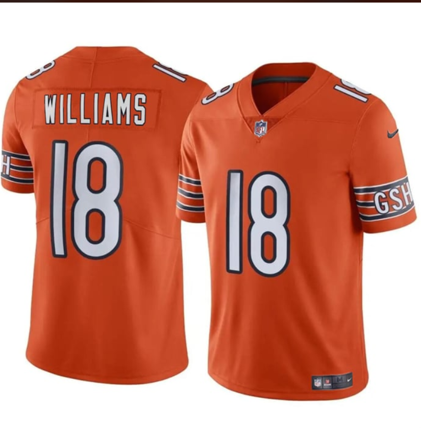 Toddlers Orange Chicago Bears #18 Caleb Williams 2025 F.U.S.E. Vapor Untouchable Limited Stitched Football Jersey